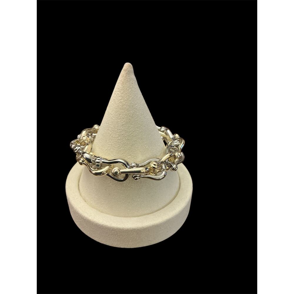 Two Tone Horsebit Link Stretch Bracelet